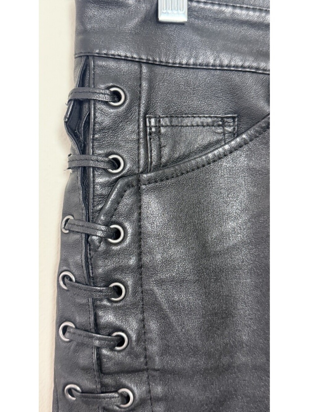 ISABEL MARANT FOR H&M NAPA LEATHER LACE UP CORSET MOTO CROPPED PANT~ 4 - Picture 5 of 14